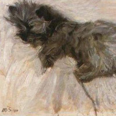 Gemälde schlafender Hund